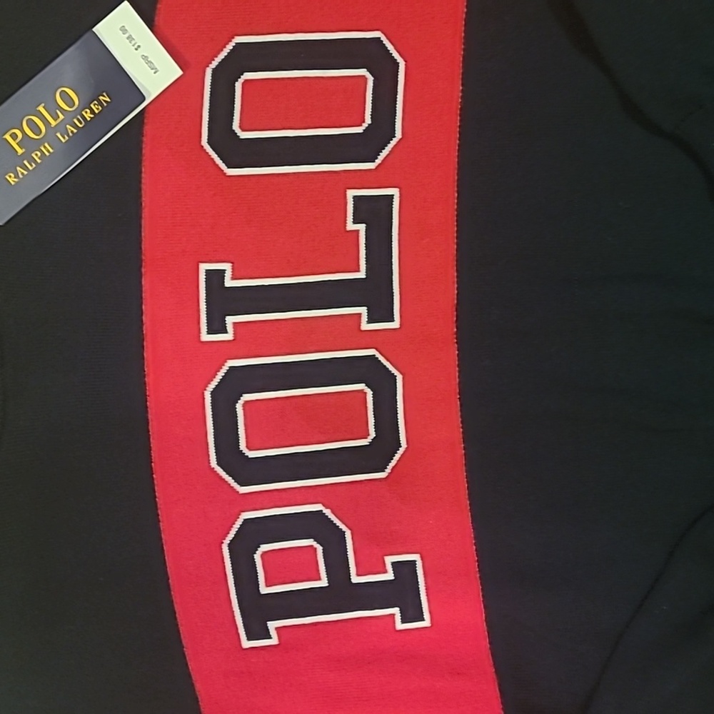 New Polo by Ralph Lauren "POLO" logo cotton sweater navy blue and red sizes L,XL - Picture 5 of 7